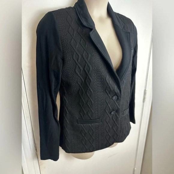 Tart Collections Black cable front texture blazer with button front size large - Picture 2 of 8